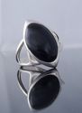 925 Sterling Silver Ladies Ring Black Oval Stone U