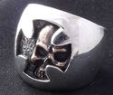 HIDDEN SKULL MALTESE CROSS BIKER 925 STERLING SILV