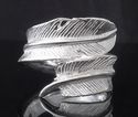Custom Unisex Plated Silver Feather Ring US sz 11.