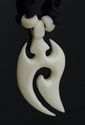 CARVED BUFFALO BONE FISH HOOK NECKLACE WITH STRING