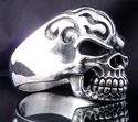 925 STERLING SILVER SKULL FLAME TATTOO MOTORCYCLE 
