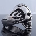 STAINLESS STEEL SKULL SYMBOL FLAME RING US SZ 8