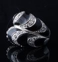 925 Silver Black Enamel Zirconia Gemstone Ladies R