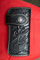 BIFOLD CARVED DRAGON BIKE RIDER CALF LEATHER WALLE