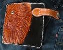 BIFOLD CARVED TRIBAL INDIAN CALF LEATHER OUTLAW CH