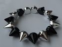 Silver Black Punk Studs Spike Rivets Elastic Stret