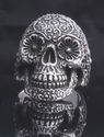 CUSTOM STERLING 925 SILVER FLOWRY SKULL  DESIGN BI