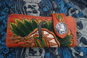 BIFOLD CARVED COLORFUL INDIAN HEAD CALF LEATHER WA