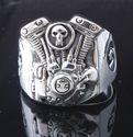 925 STERLING SILVER PISTON SKULL V2 ENGINE TRIBAL 