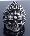 STAINLESS STEEL SKULL FLAME CHOPPER RING US SZ 8