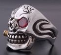 925 Silver 3D Skull Cigar Biker Pirate Live To Rid