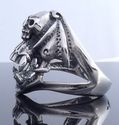 STAINLESS STEEL SKULL SABER TEETH CHOPPER RING US 