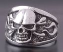 925 Sterling Silver Skull Bone flame Biker Chopper