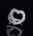 925 Silver Heart Frame Cubic Zirconia Ladies Ring 