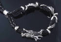 CUSTOM STERLING 925 SILVER LEATHER CLAW DRAGON BIK