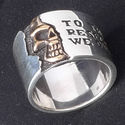 925 SILVER HALF SKULL BAND BIKER KING RING US SZ 1