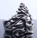 STAINLESS STEEL SKULL FLAME ROCKER RING US SZ 9