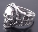 925 Silver Skull Bone Flame Biker Chopper Ring US 