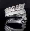 Custom Unisex Plated Silver Feather Ring US sz 12