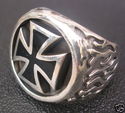 Sterling Silver Biker Maltese Cross Flame Ring US 
