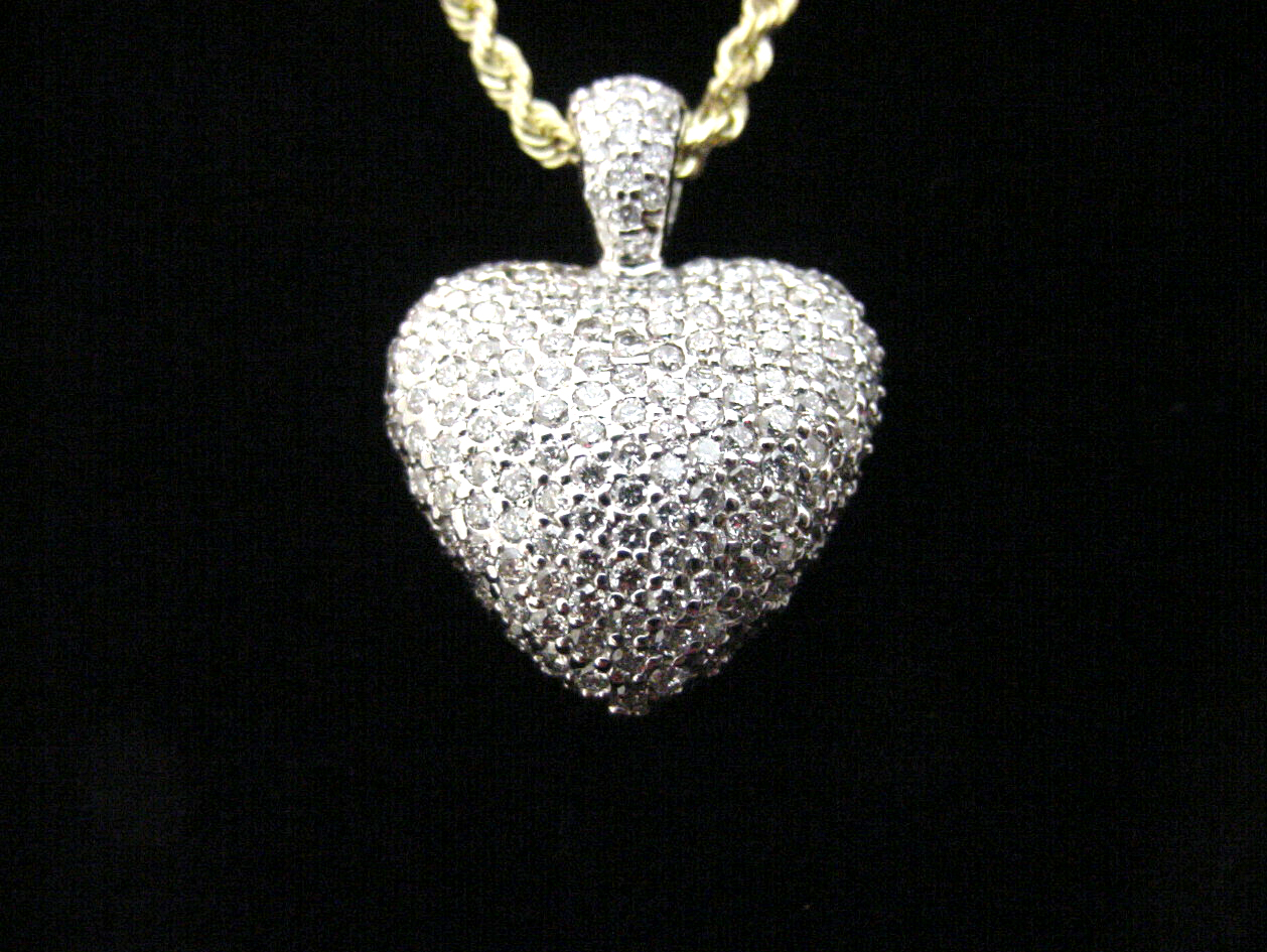 Memorial Urn Jewelry : Item #739 - 14k White Gold DIAMOND Heart Urn Pendant