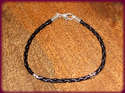 PULSERA DE PIEL TRENZADA NEGRA 18CM, COMPATIBLE PA
