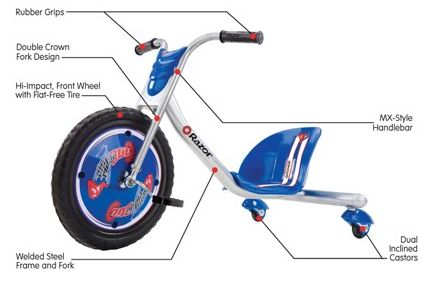 thumbnail interactive-video image 1 of MSP White Wheel With Red Hub – 76mm – For Razor RipRider (Set Of 2) 1 of 4