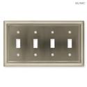 Brushed Satin Nickel Quad Light Switch Wall Plate 