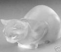LALIQUE  CRYSTAL  CROUCHING CAT  NEW WITH STICKER 