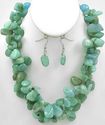 BOLD NATURAL GREEN TURQUIOSE GEMSTONE NECKLACE EAR