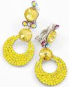 BOLD YELLOW CITRINE CRYSTAL CHANDELIER CLIP-ON EAR