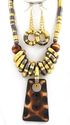 TRIBAL METALLIC BROWN ANIMAL PRINT PENDANT NECKLAC