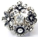 VINTAGE STYLE CLEAR CRYSTAL SILVER ORNATE FLOWER B