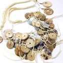 BOLD CHUNKY TRIBAL NATURAL WOOD SHELL NECKLACE EAR