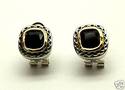 BLACK ONYX CUBIC ZIRCONIA CRYSTAL SQUARE CABLE EAR