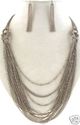 ANTIQUED SILVER MULTILAYER CHAIN LINK NECKLACE EAR