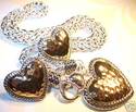 NEW MULTI HAMMERED METAL HEART CHARM NECKLACE EARR