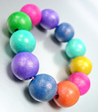 MULTI COLOR NATURAL WOOD BALL BEADS STRETCH BRACEL