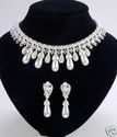 ELEGANT PEARL CRYSTAL BRIDAL COUTURE NECKLACE EARR