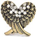 ANTIQUED GOLD ANGEL WINGS CLEAR CRYSTAL STATEMENT 