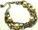 CREAM PEARL TWO TONE CABLE LINK COUTURE CUFF BRACE
