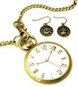 STEAMPUNK CLOCK PENDANT COUTURE CHARM NECKLACE EAR