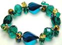 GREEN BLUE TEAL CRYSTAL GLASS COUTURE STRETCH BRAC