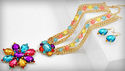 ANTIQUED GOLD CHAINS MULTI COLOR BEADED NECKLACE S