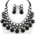 BLACK HEMATITE GRAY CLEAR ROUND CRYSTAL COUTURE BR