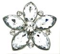 LARGE BOLD CLEAR CRYSTAL FLOWER COUTURE BRIDAL PAG