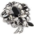 HEMATITE BLACK GRAY CRYSTAL COUTURE BRIDAL FLOWER 