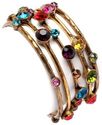 ANTIQUED GOLD MULTI COLOR CRYSTAL BEADED LAYERED S