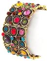 ANTIQUED GOLD MULTI COLOR CRYSTAL COUTURE WIDE CUF