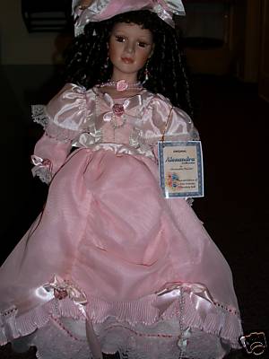 Alexandra Collection by Hollylane Porcelain Doll, A Certificate Sewn on  Doll's Back, 26'' 